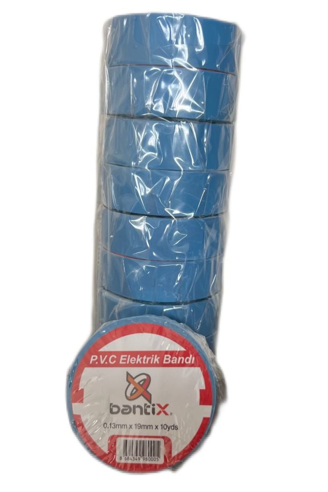 Elektrik Bandı 10 Adet 19mmx10yds Mavi Elektrik İzole Bandı 10'lu Paket